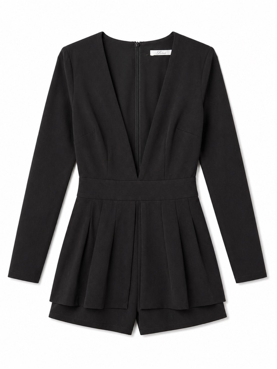 REVOLVE Pants - Revolve Lovers + Friends Black Deep V Long Sleeve Romper